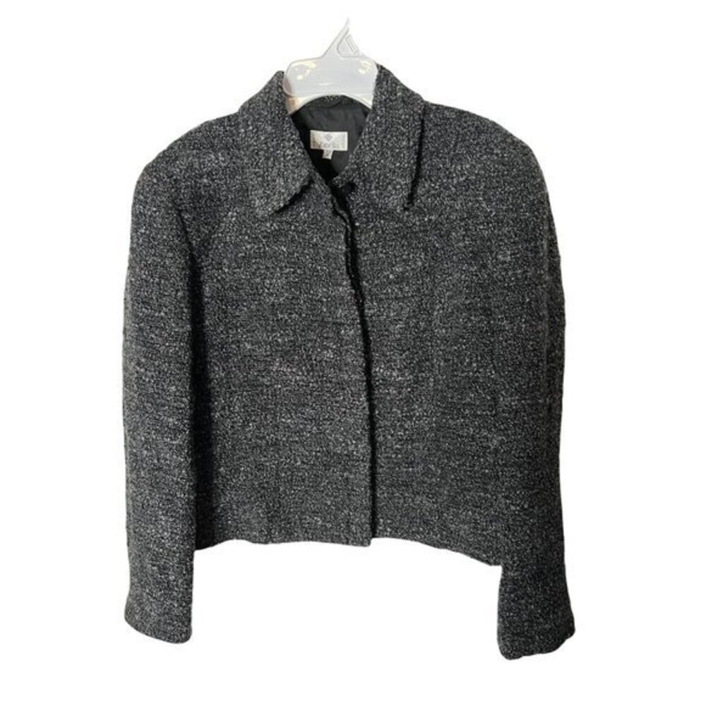 Zanella Button Up Blazer Gray Made in Italy Wool Blend Size 6